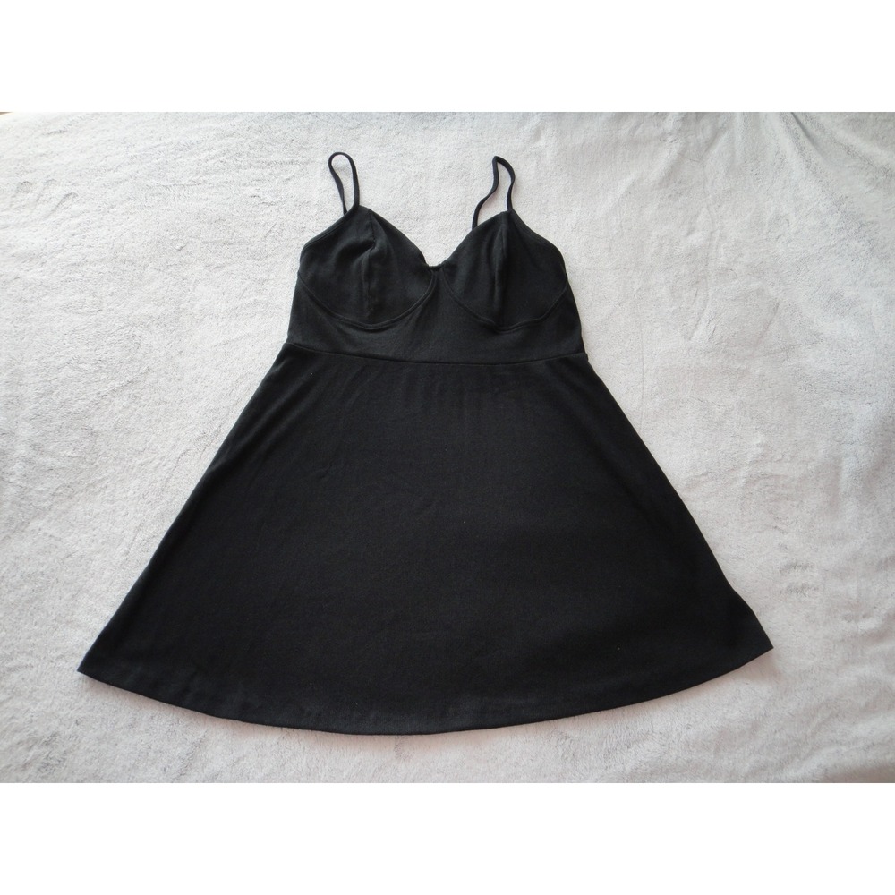 Wild Fable Black Ribbed Mini Skater Dress Bustier Bodice Adjustable Straps XXL